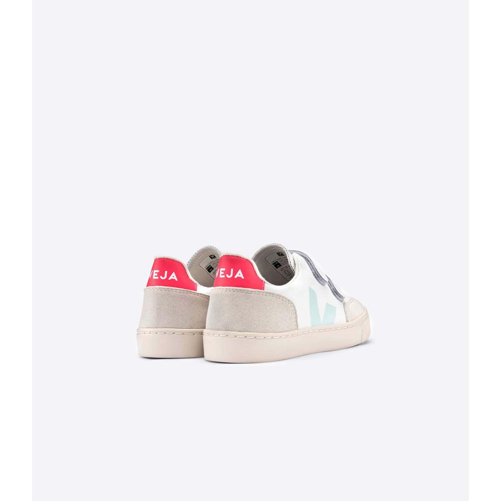 Kids' Veja V-12 LEATHER Sneakers White/Beige | SG 878LIS